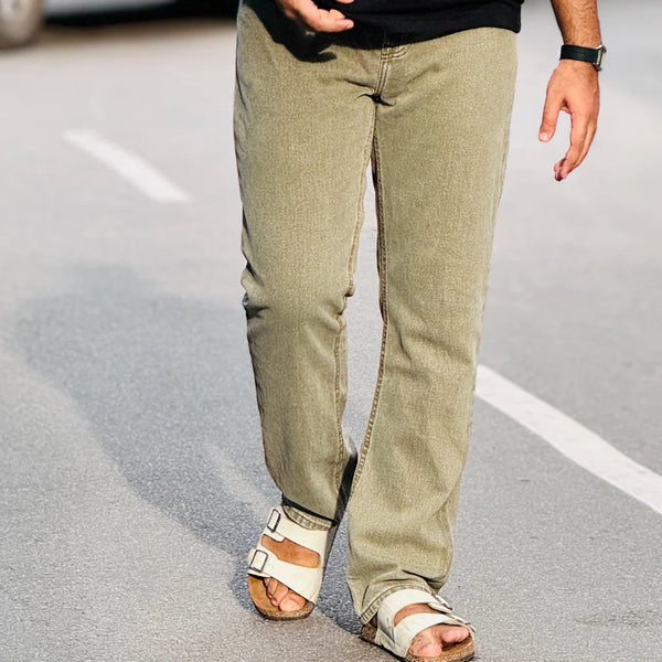 Men's Olive Green Regular Fit Jeans – Premium Export Quality | 100% Cotton