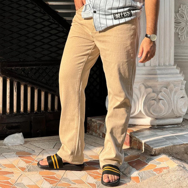 Men's Light Brown Regular Fit Jeans – Premium Export Quality | 100% Cotton